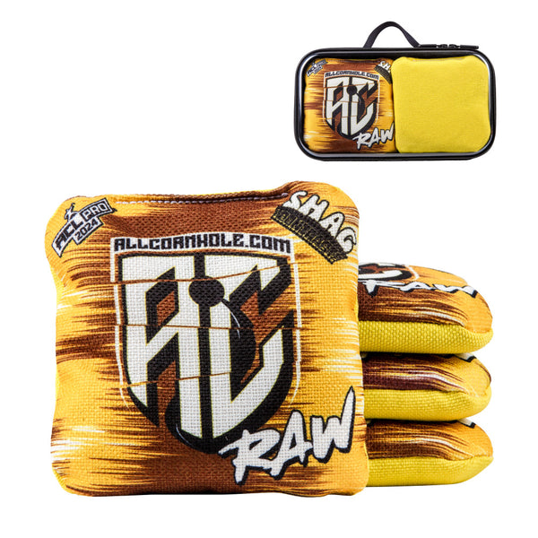 ACL PRO Yellow Shag Contrast Cornhole Bags_1