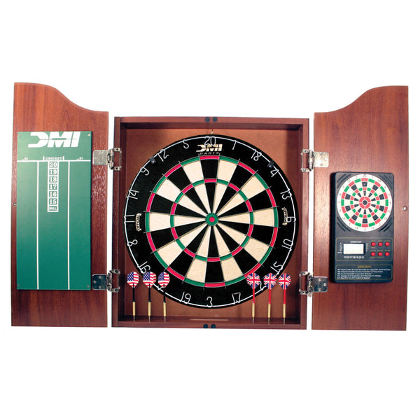 CABSETCH Dartboard Cabinet w/ Electronic Scorer - Light Cherry_2