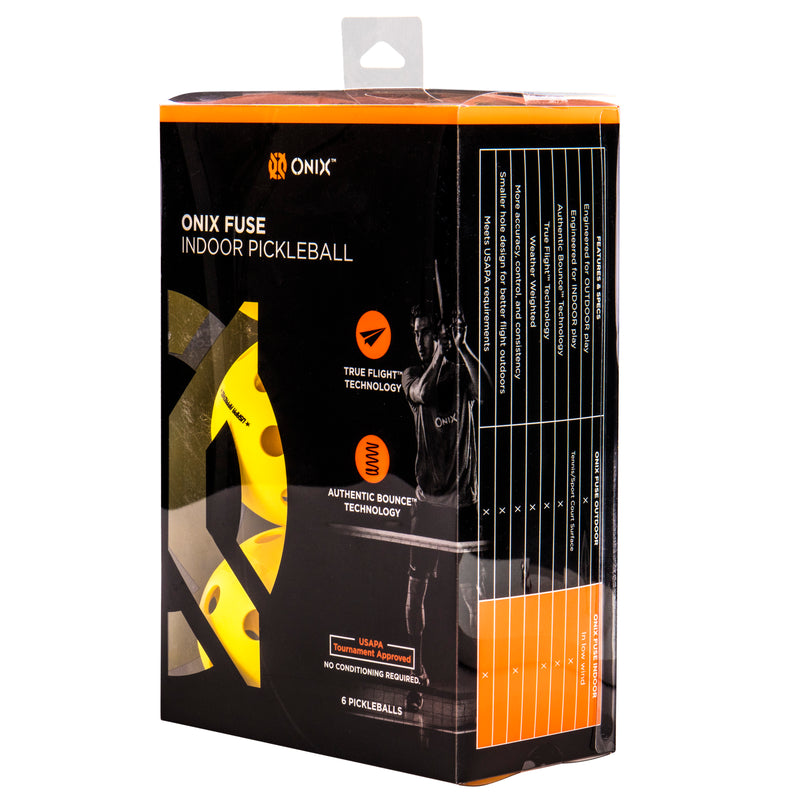ONIX Fuse Indoor Pickleball Balls (6 Pack) Packaging